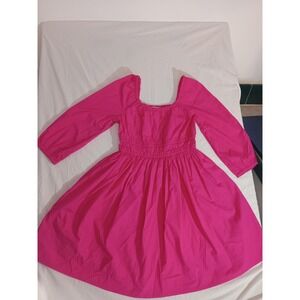 Girls Vineyard Vines Pink Poplin Puff Sleeve Sundress Size Small With Pockets